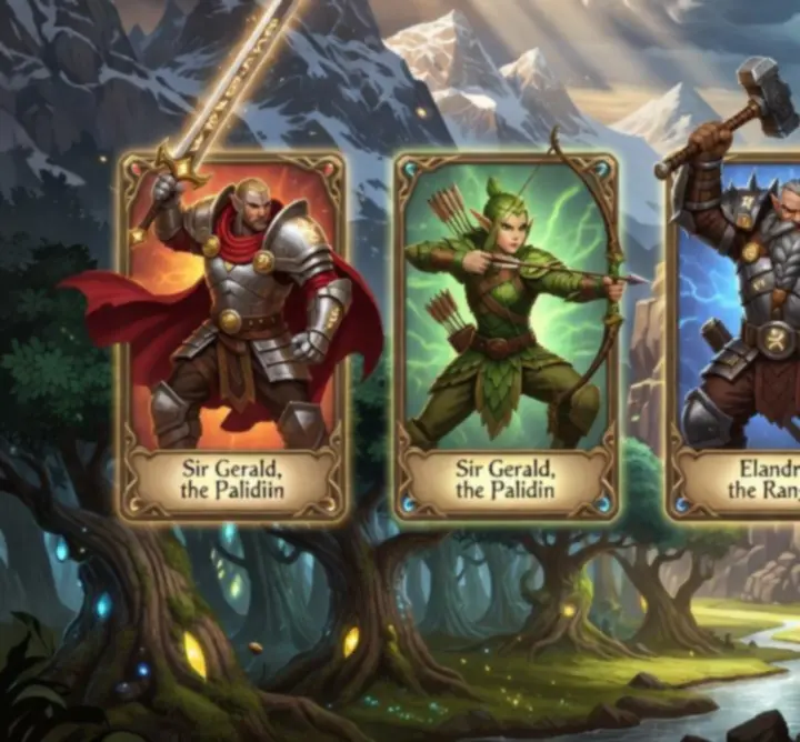Kingdom Rush hősök kártya-alapú illusztrációja a Hősök enciklopédiájához
